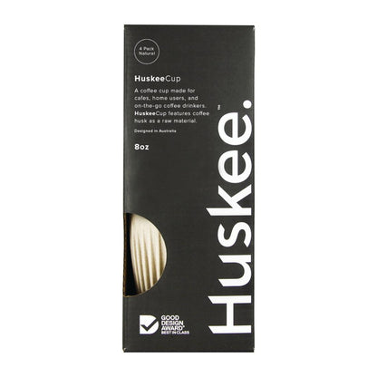 HuskeeCup Cup 8oz 289ml Natural (4 Pack) (Box of 4 | Made from coffee husks | Durable and reusable) • PAS-FY243