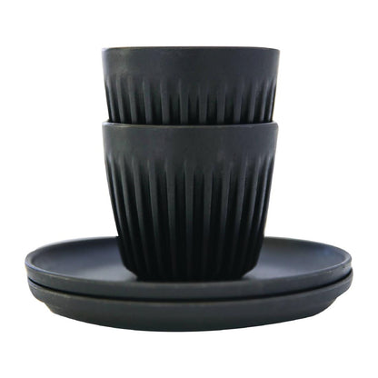 HuskeeCup Cup with Saucer 3oz Charcoal (2 pack) • PAS-FY262