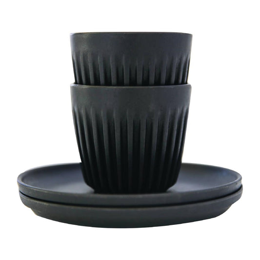 HuskeeCup Cup with Saucer 3oz Charcoal (2 pack) • PAS-FY262