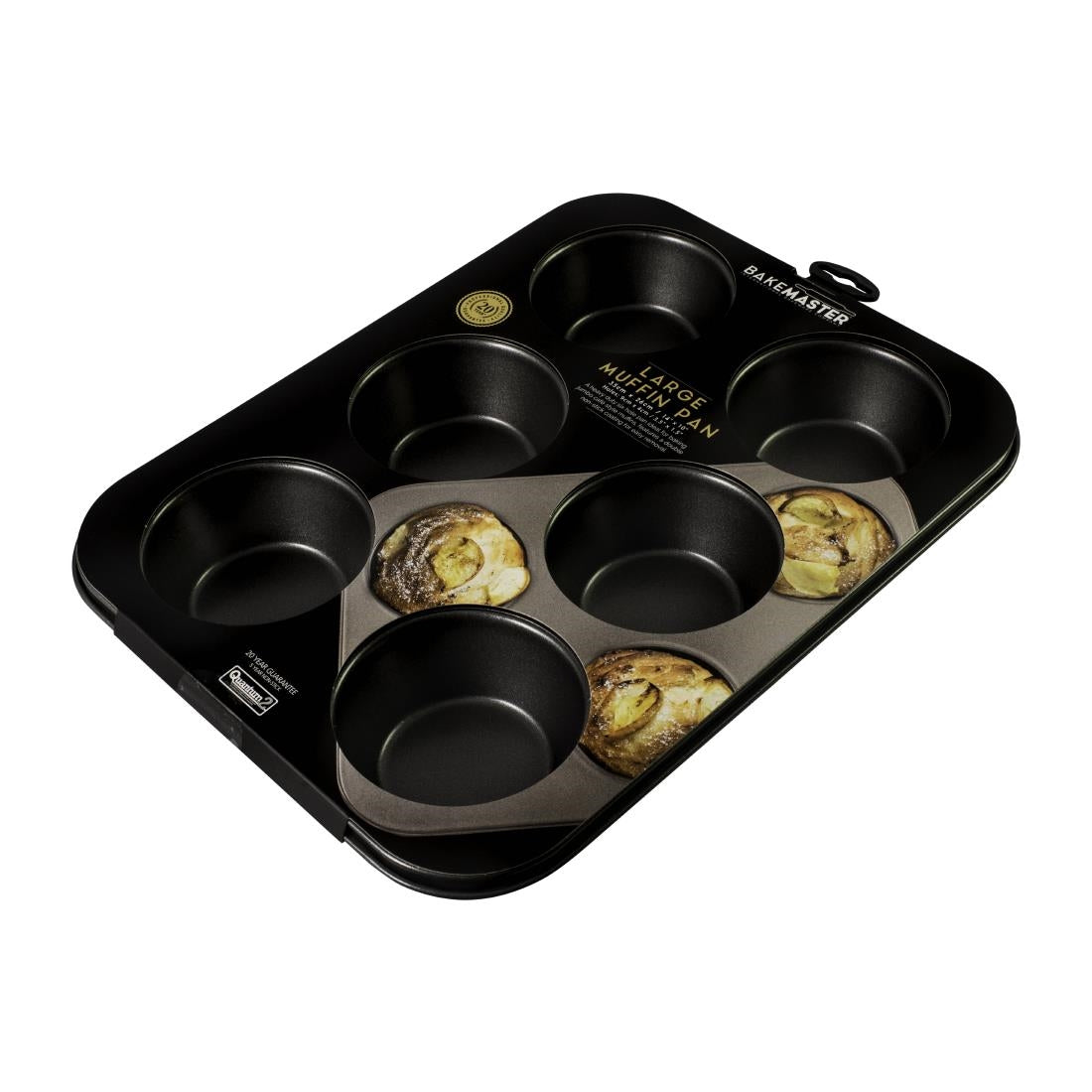 Bakemaster Muffin/Cupcake Pan Large Non-Stick 6 Cup (90x40mm) - 35x26cm • PAS-FY429