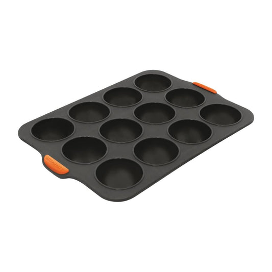 Bakemaster Reinforced Silicone Dome Tray 12 Cup (65x35mm) Grey - 35.5x24.5cm (Bakemaster Reinforced Silicone Dome Tray 12 Cup (65x35mm) Grey - 35.5x24.5cm) • PAS-FY438