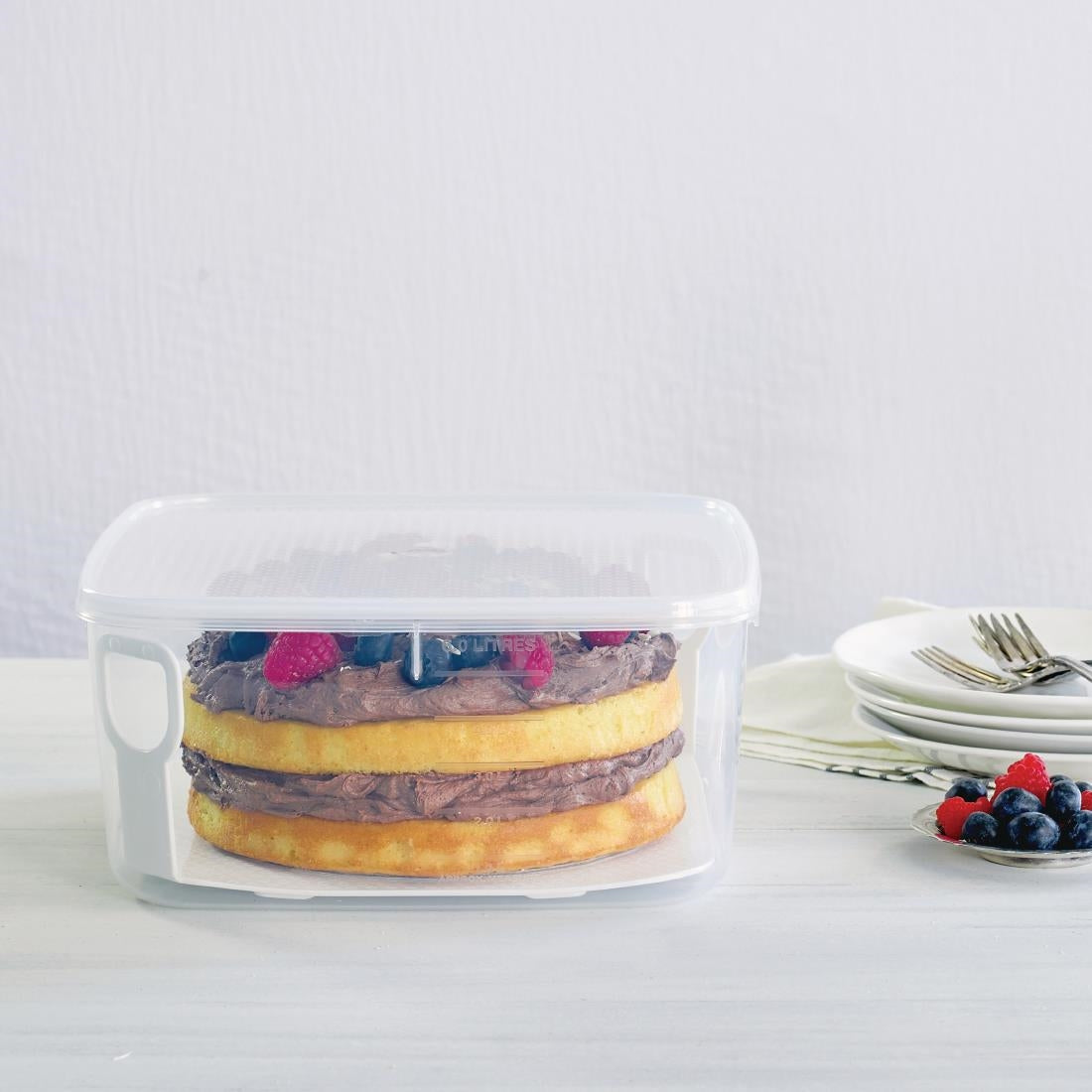 Décor Tellfresh Square with Cake Lifter White 6Ltr • PAS-FY480