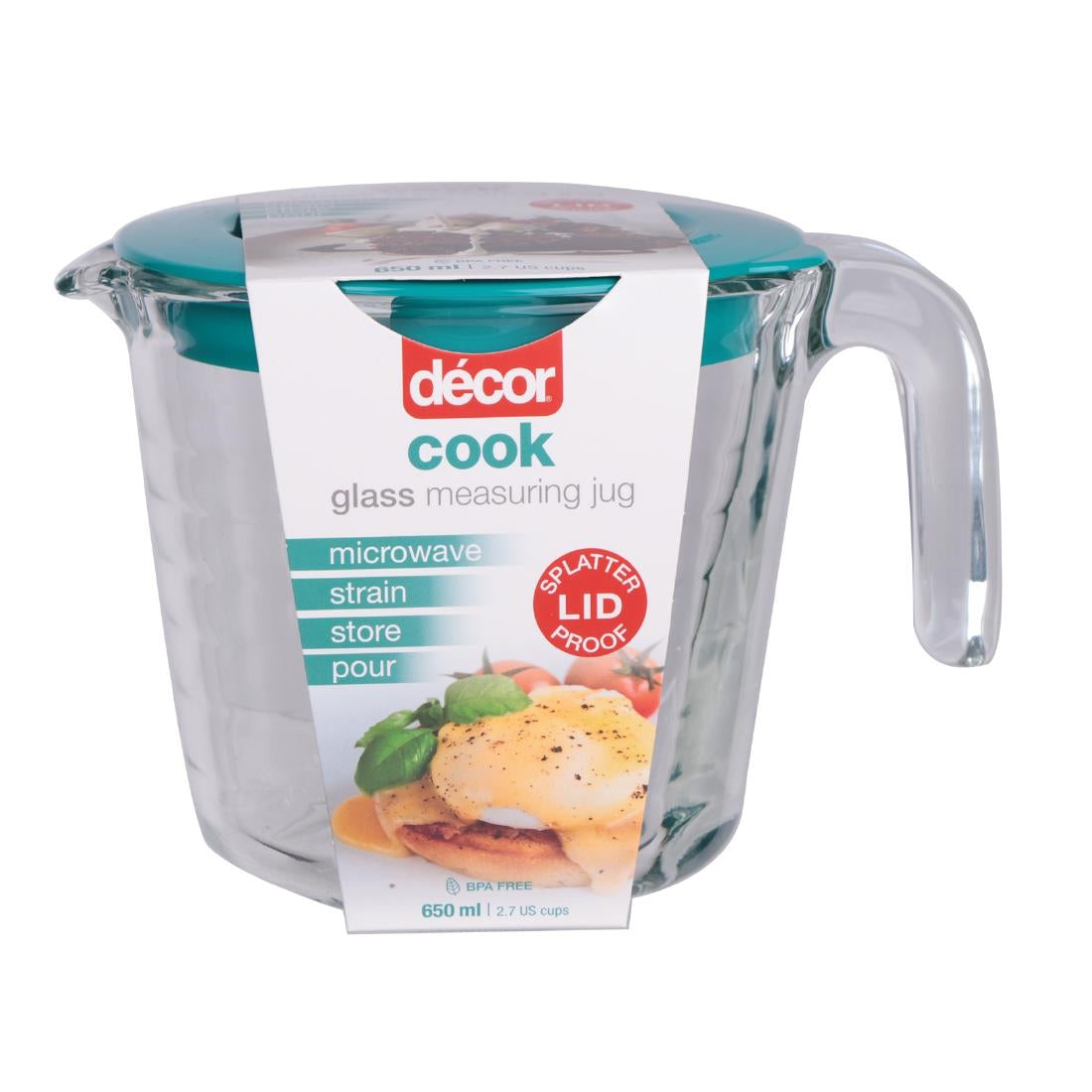 Décor Glass Measuring Jug W Lid Red 650ml • PAS-FY509