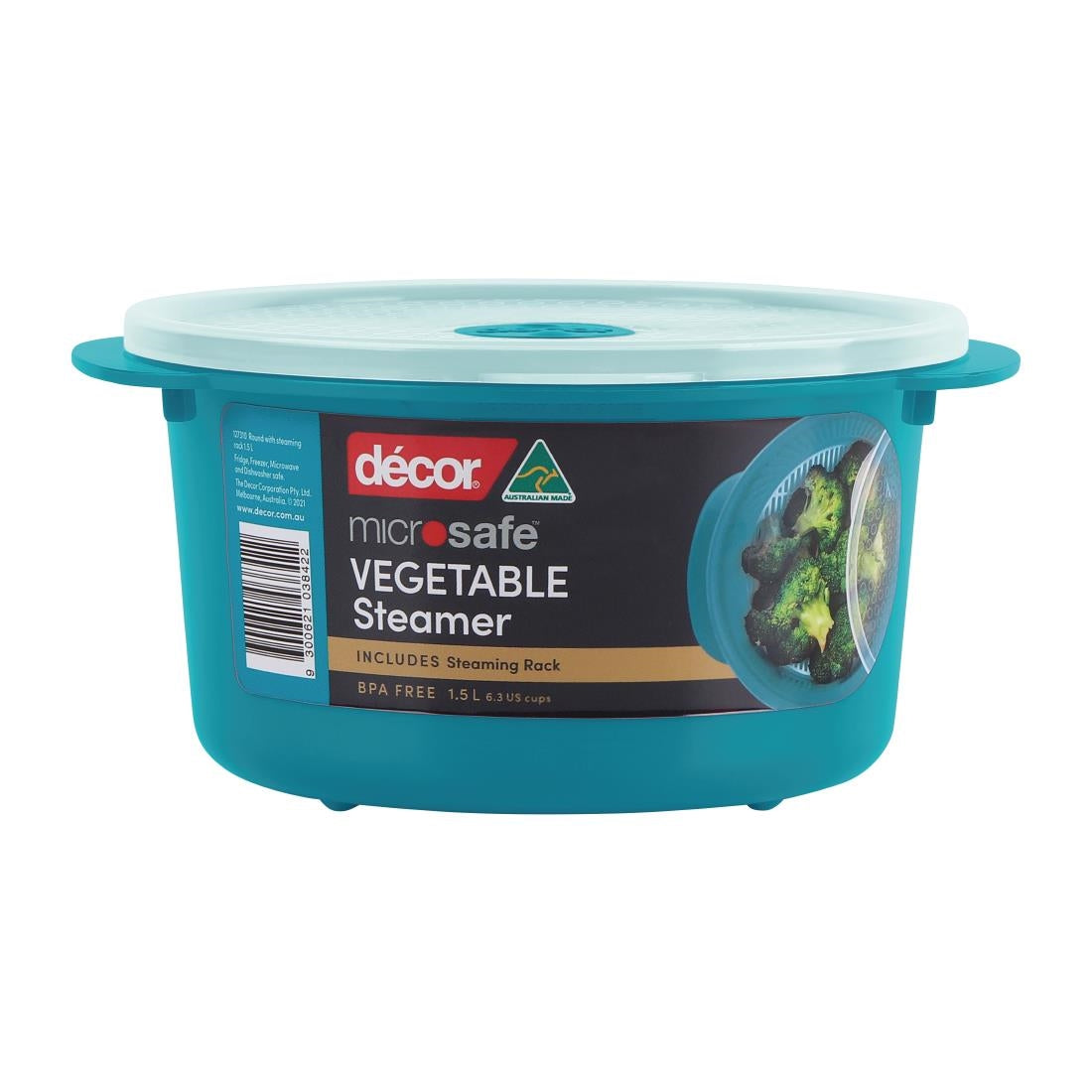 Décor Microsafe Round W Rack Teal 1.5Ltr • PAS-FY522