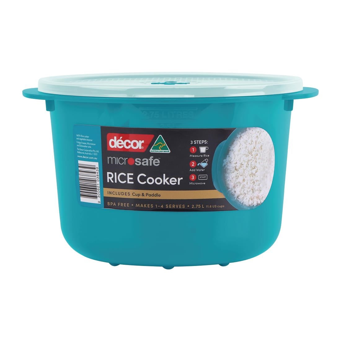 Décor Microsafe Rice & Veg Steamer Teal Food Container - 2.75Ltr • PAS-FY523