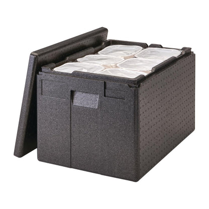 Cambro GOBOX EPP180XLT Top Loading Carrier for disposable dishes and Gelato Pans Black - 64.5Ltr • PAS-FY730