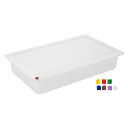 Hygiplas Click PP 1/1 GN Container with Lid & 7 Colour Clips 100mm 13Ltr (2 Pack) (1/1 GN Pan | With Lid and 7 colour clips | 100mm | 13Ltr | Pack 2) • PAS-FZ086