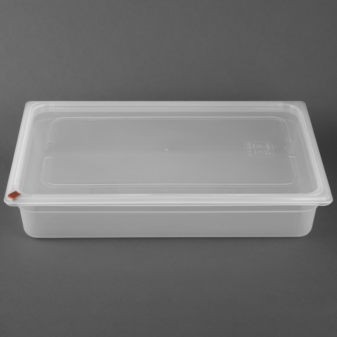 Hygiplas Click PP 1/1 GN Container with Lid & 7 Colour Clips 100mm 13Ltr (2 Pack) (1/1 GN Pan | With Lid and 7 colour clips | 100mm | 13Ltr | Pack 2) • PAS-FZ086