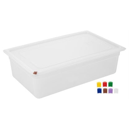 Hygiplas Click PP 1/1 GN Container with Lid & 7 Colour Clips 150mm 19.5Ltr (2 Pack) (1/1 GN Pan | With Lid and 7 colour clips | 150mm | 19.5Ltr | Pack 2) • PAS-FZ087