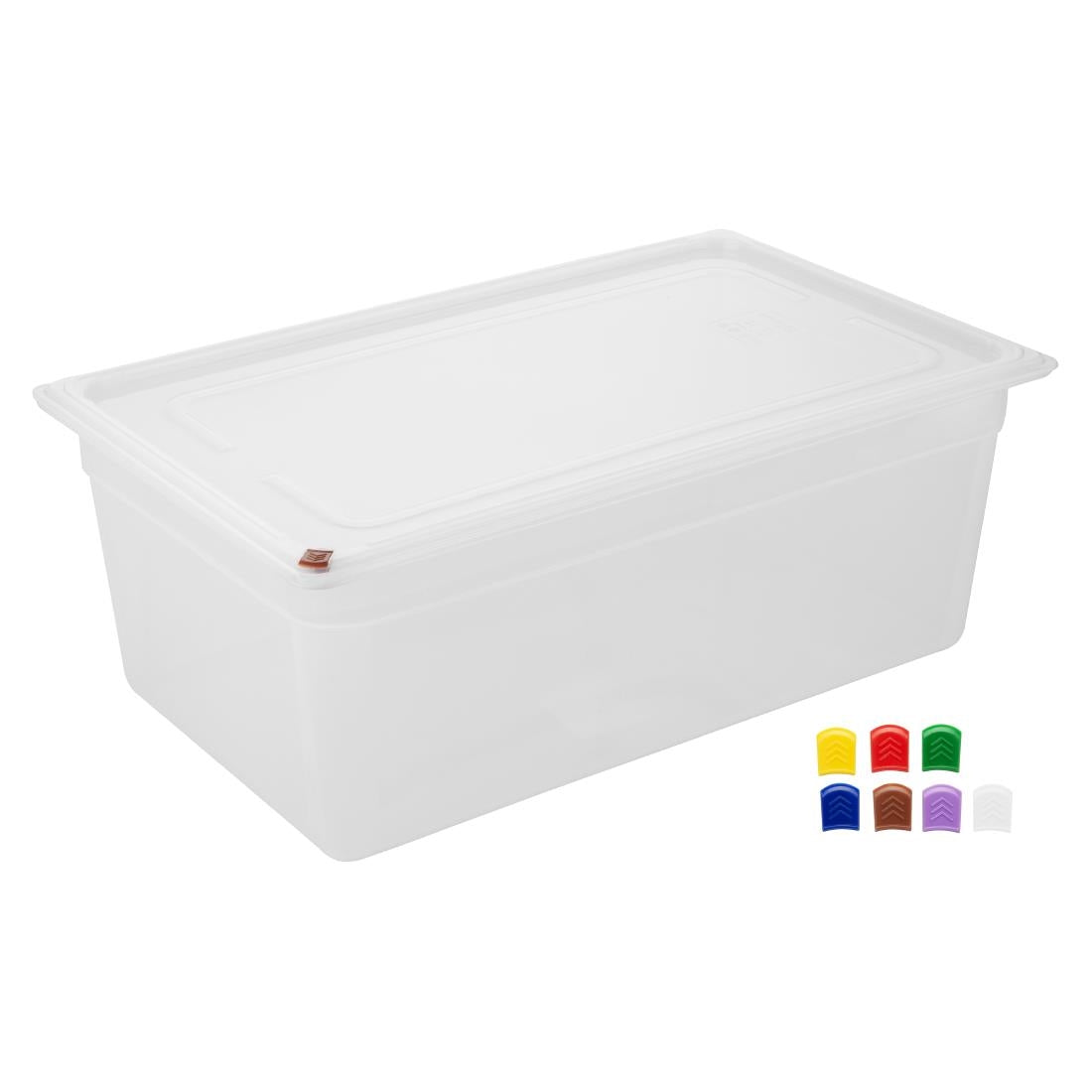 Hygiplas Click PP 1/1 GN Container with Lid & 7 Colour Clips 200mm 25,6Ltr (2 Pack) (1/1 GN Pan | With Lid and 7 colour clips | 200mm | 25Ltr | Pack 2) • PAS-FZ088