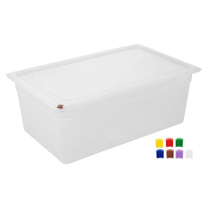 Hygiplas Click PP 1/1 GN Container with Lid & 7 Colour Clips 200mm 25,6Ltr (2 Pack) (1/1 GN Pan | With Lid and 7 colour clips | 200mm | 25Ltr | Pack 2) • PAS-FZ088