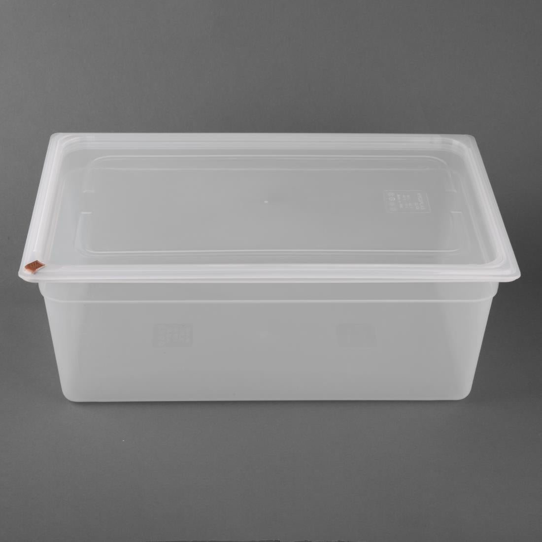 Hygiplas Click PP 1/1 GN Container with Lid & 7 Colour Clips 200mm 25,6Ltr (2 Pack) (1/1 GN Pan | With Lid and 7 colour clips | 200mm | 25Ltr | Pack 2) • PAS-FZ088
