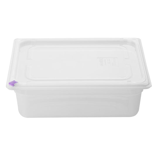 Hygiplas Click PP 1/2 GN Container with Lid & 7 Colour Clips 100mm 5.9 Ltr (4 Pack) (1/2 GN Pan | With Lid and 7 colour clips | 100mm | 5.9 Ltr | Pack 4) • PAS-FZ089