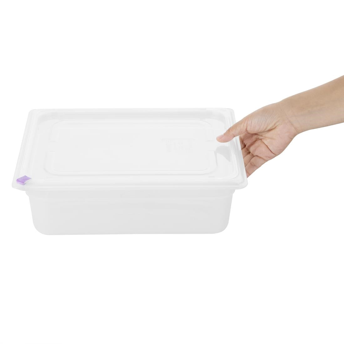 Hygiplas Click PP 1/2 GN Container with Lid & 7 Colour Clips 100mm 5.9 Ltr (4 Pack) (1/2 GN Pan | With Lid and 7 colour clips | 100mm | 5.9 Ltr | Pack 4) • PAS-FZ089