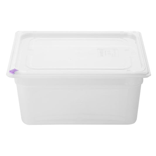 Hygiplas Click PP 1/2 GN Container with Lid & 7 Colour Clips 150mm 8.9Ltr (4 Pack) (1/2 GN Pan | With Lid and 7 colour clips | 150mm|  8.9Ltr | Pack 4) • PAS-FZ090