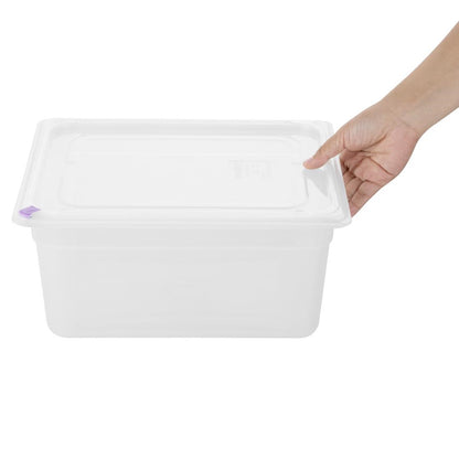 Hygiplas Click PP 1/2 GN Container with Lid & 7 Colour Clips 150mm 8.9Ltr (4 Pack) (1/2 GN Pan | With Lid and 7 colour clips | 150mm|  8.9Ltr | Pack 4) • PAS-FZ090