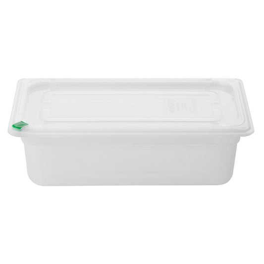 Hygiplas Click PP 1/3 GN Container with Lid & 7 Colour Clips 100mm 3,6Ltr (4 Pack) (1/3 GNPan | With Lid and 7 colour clips | 100mm | 3.6Ltr | Pack 4) • PAS-FZ092