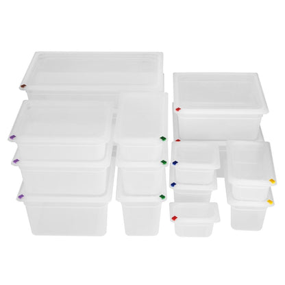 Hygiplas Click PP 1/3 GN Container with Lid & 7 Colour Clips 100mm 3,6Ltr (4 Pack) (1/3 GNPan | With Lid and 7 colour clips | 100mm | 3.6Ltr | Pack 4) • PAS-FZ092