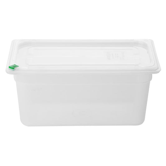 Hygiplas Click PP 1/3 GN Container with Lid & 7 Colour Clips 150mm 5.3Ltr (4 Pack) (1/3 GN Pan | With Lid and 7 colour clips |150mm | 5.3Ltr | Pack 4) • PAS-FZ093