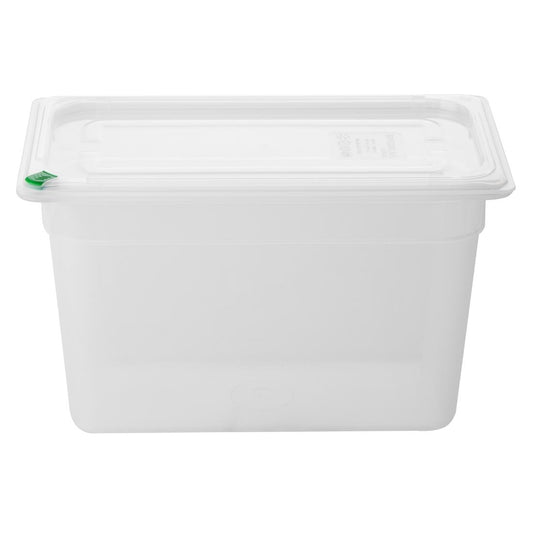 Hygiplas Click PP 1/3 GN Container with Lid & 7 Colour Clips 200mm 6.9Ltr (4 Pack) (1/3 GN Pan | With Lid and 7 colour clip | 200mm | 6Ltr | Pack 4) • PAS-FZ094