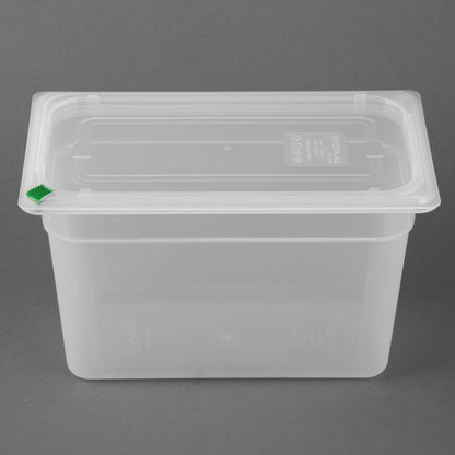 Hygiplas Click PP 1/3 GN Container with Lid & 7 Colour Clips 200mm 6.9Ltr (4 Pack) (1/3 GN Pan | With Lid and 7 colour clip | 200mm | 6Ltr | Pack 4) • PAS-FZ094