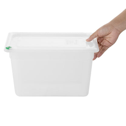 Hygiplas Click PP 1/3 GN Container with Lid & 7 Colour Clips 200mm 6.9Ltr (4 Pack) (1/3 GN Pan | With Lid and 7 colour clip | 200mm | 6Ltr | Pack 4) • PAS-FZ094