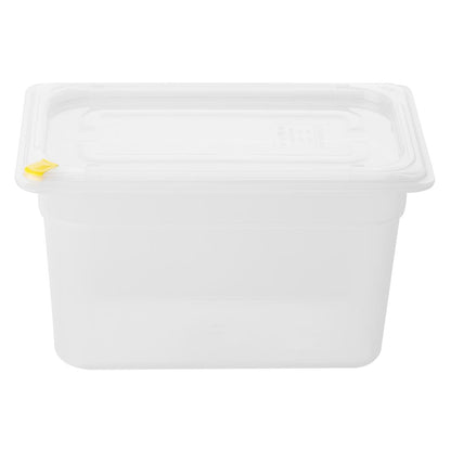 Hygiplas Click PP 1/4 GN Container with Lid & 7 Colour Clips 150mm 3.7Ltr (4 Pack) (1/4 GN Pan | With Lid and 7 colour clips | 150mm | 3.7Ltr | Pack 4) • PAS-FZ096