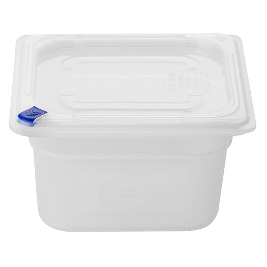 Hygiplas Click PP 1/6 GN Container with Lid & 7 Colour Clips 100mm 1.5Ltr (4 Pack) (1/6 GN Pan | With Lid and 7 colour clips | 100mm | 1.5Ltr | Pack 4) • PAS-FZ097