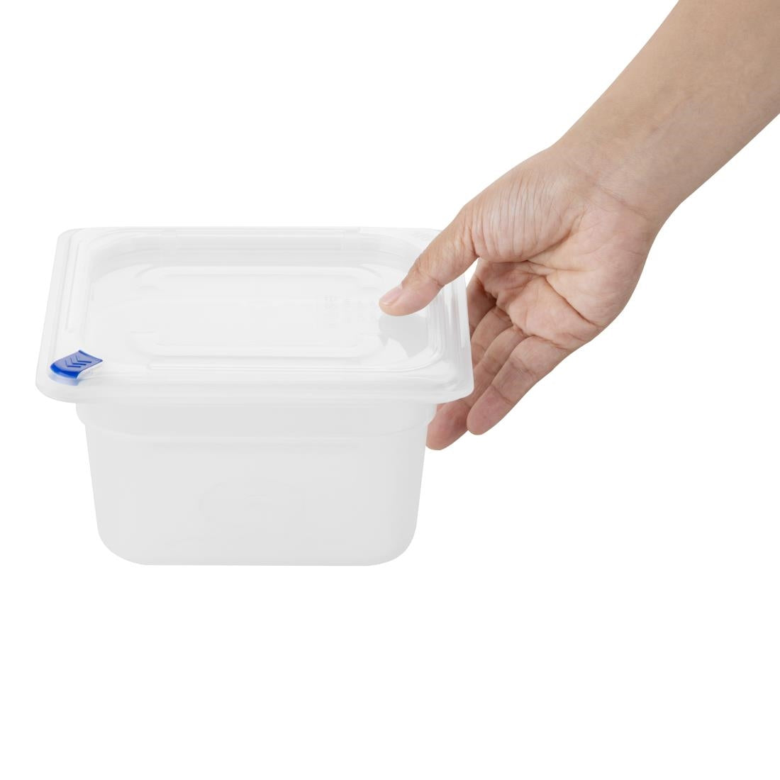 Hygiplas Click PP 1/6 GN Container with Lid & 7 Colour Clips 100mm 1.5Ltr (4 Pack) (1/6 GN Pan | With Lid and 7 colour clips | 100mm | 1.5Ltr | Pack 4) • PAS-FZ097