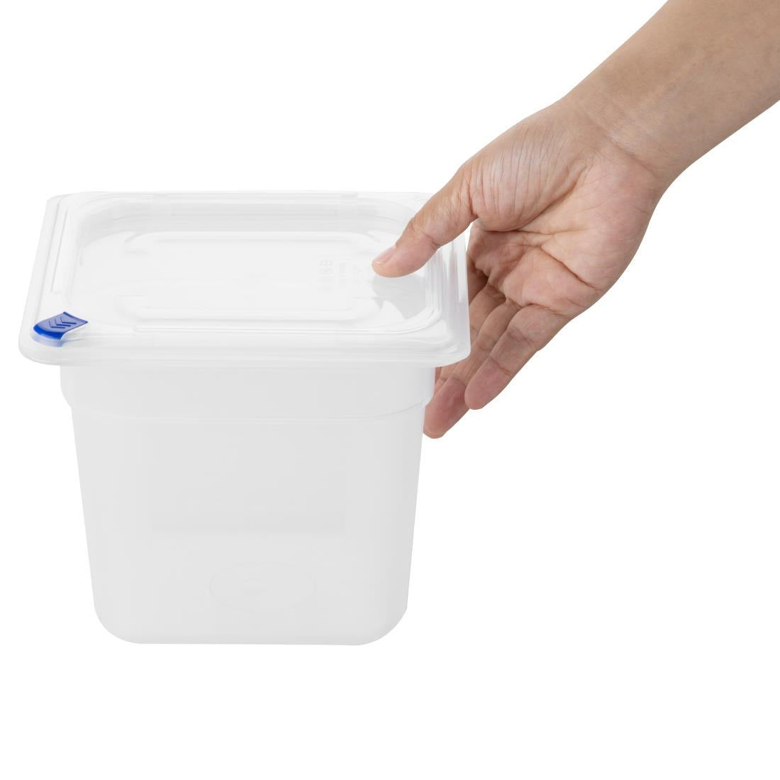 Hygiplas Click PP 1/6 GN Container with Lid & 7 Colour Clips 150mm 2.2Ltr (4 Pack) (1/6 GN Pan | With Lid  and 7 colour clips | 150mm | 2.2Ltr | Pack 4) • PAS-FZ098