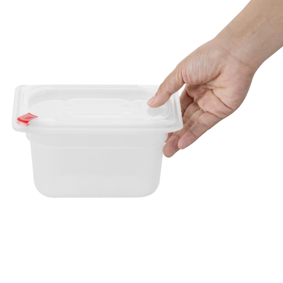 Hygiplas Click PP 1/9 GN Container with Lid & 7 Colour Clips 100mm 0.85Ltr (4 Pack) (1/9 GN Pan | With Lid  and 7 colour clips | 100mm | 0.85Ltr | Pack 4) • PAS-FZ099