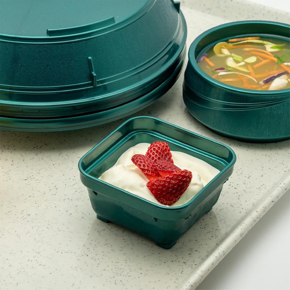 KH Square Bowl 100mm Green Pp (12 Pack) (100mm | Green| Pack of 12) • PAS-FZ172