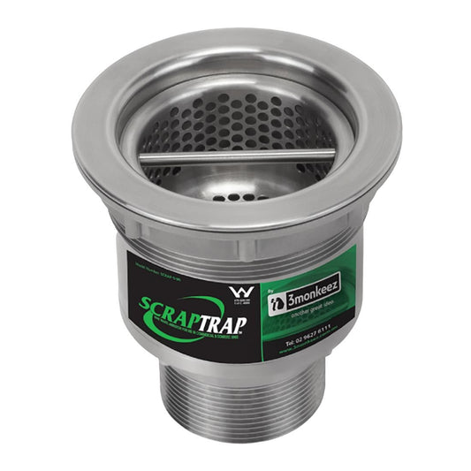 3Monkeez Cast S/S Sink Waste Arrestor - Suit 90mm Outlet. 304 Grade S/S • PAS-FZ226