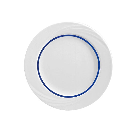 Schonwald Donna Senior Decor Round Flat Rim Plate Dark Blue Line 160x18mm (12 Pack) (160mm | Pack of 12) • PAS-FZ351