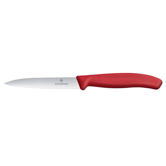 Victorinox Wavy Edge Paring Knife - Red 100mm • PAS-FZ382