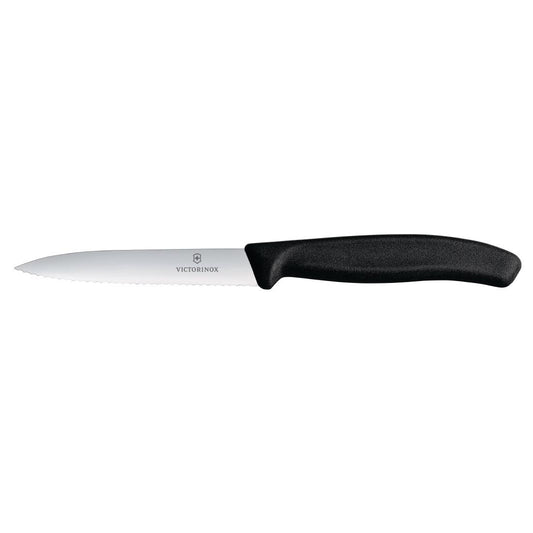 Victorinox Wavy Edge Paring Knife - Black 100mm • PAS-FZ383