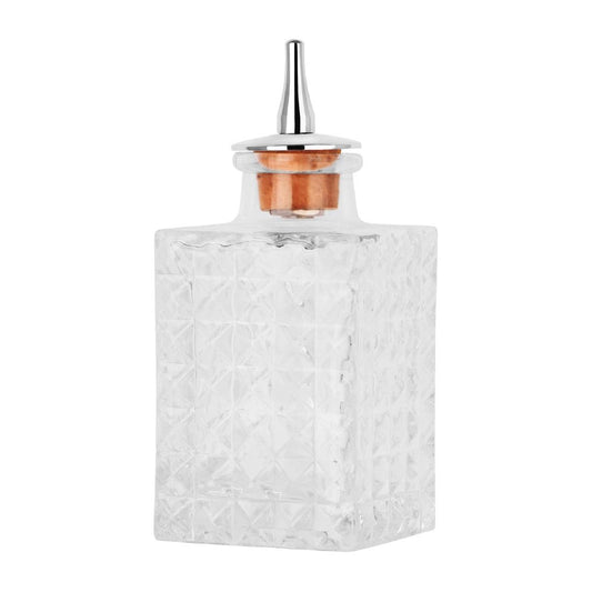Zanzi Square Bitters Bottle Glass with Mirror Lid 90ml - 51x120mm (Dimensions: 51x120mm. Capacity: 90ml) • PAS-FZ762