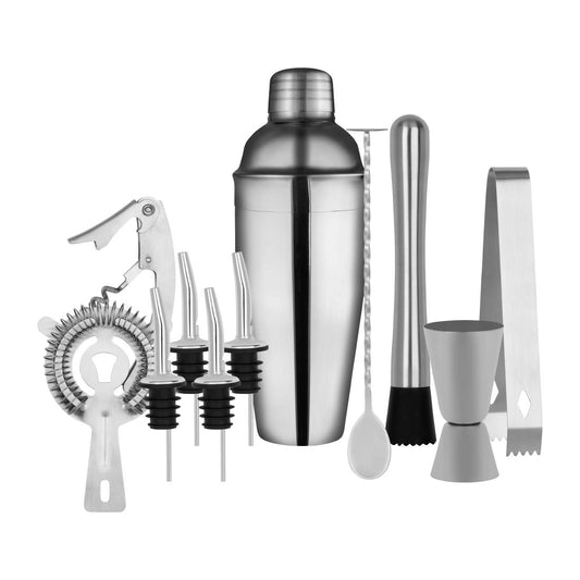 Zanzi Cocktail Set 11pc Stainless Steel in Bartender Roll • PAS-FZ764