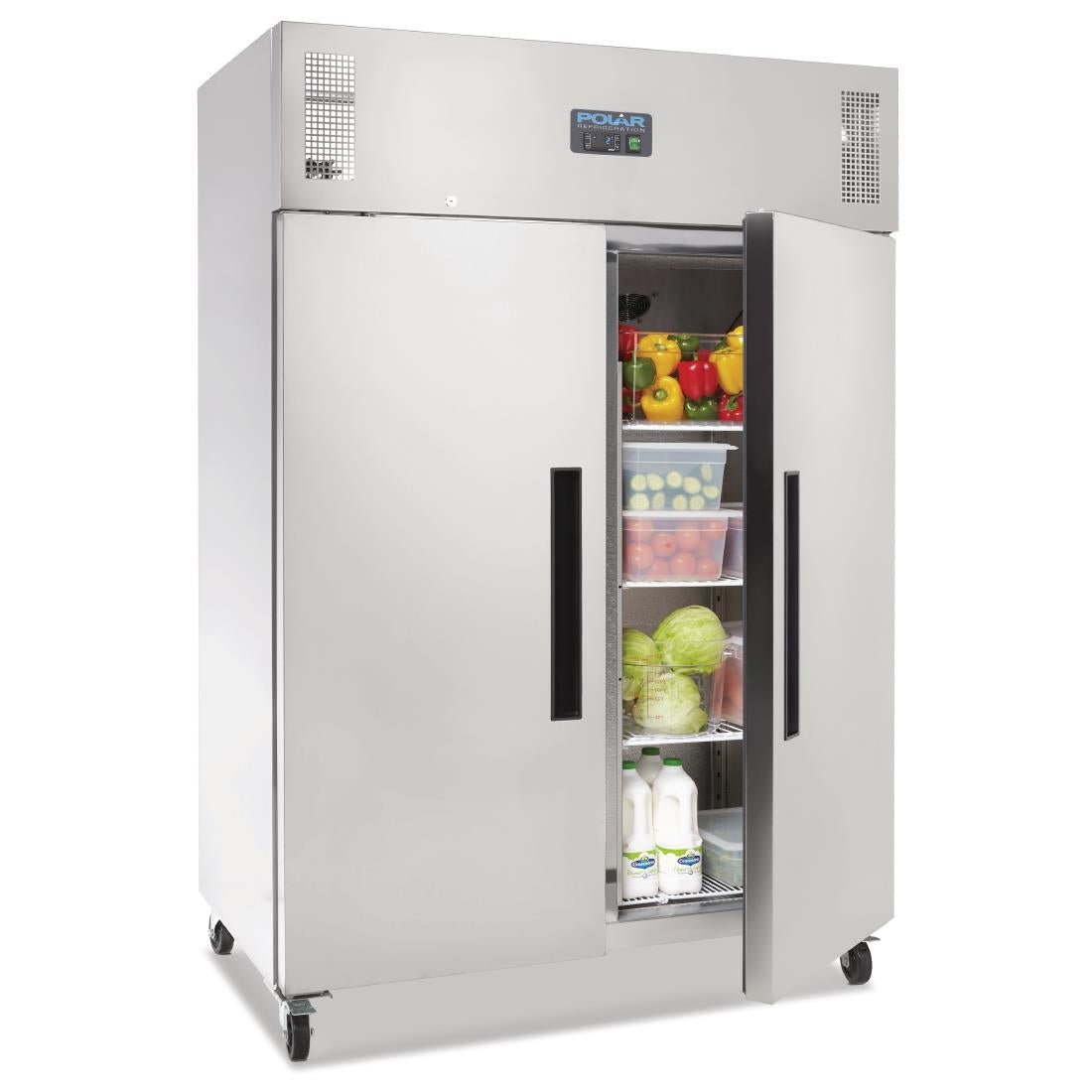 Polar G-Series 2 Door Upright Fridge Stainless Steel 1200Ltr • PAS-DL895-A