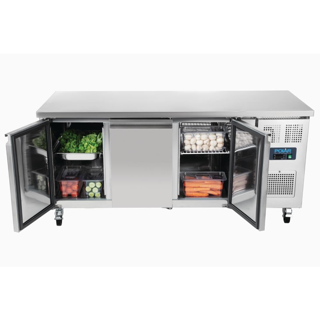 Polar U-Series Triple Door Counter Fridge - 417Ltr • PAS-UA048-A
