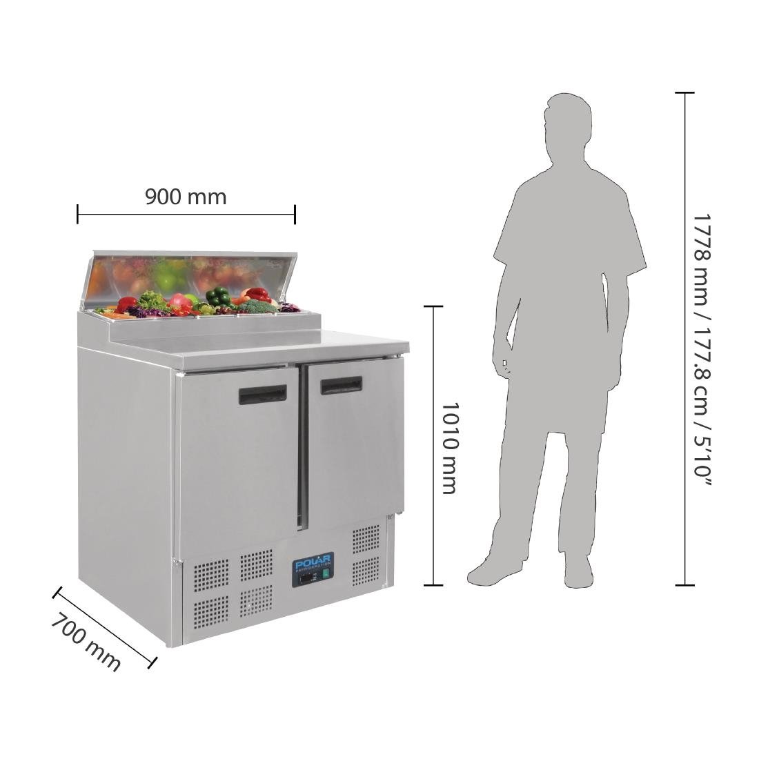 Polar G-Series Pizza Prep Counter Fridge 254Ltr • PAS-G604-A