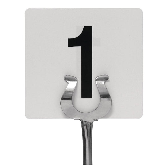 Table Numbers Plastic Black On White 1-100 - 105x95mm (Size: 95(H) x 105(W)mm. Pack Quantity: 100) • PAS-GC087