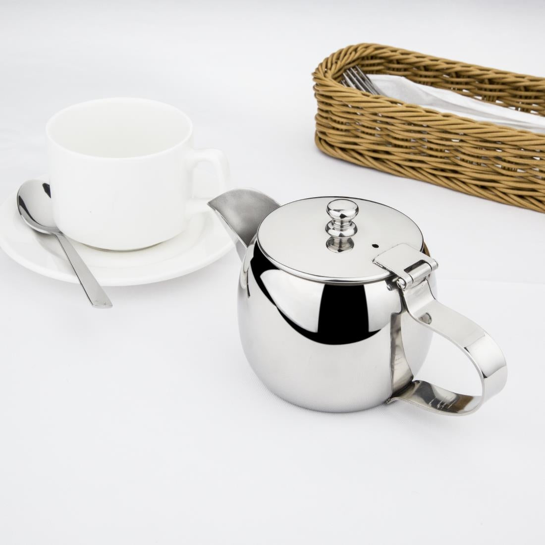 Olympia Non-Drip Tea Pot Stainless Steel 380ml • PAS-GC949