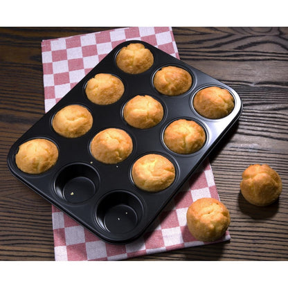 Vogue Carbon Steel Non-Stick Muffin Tray 12 Cup • PAS-GD011