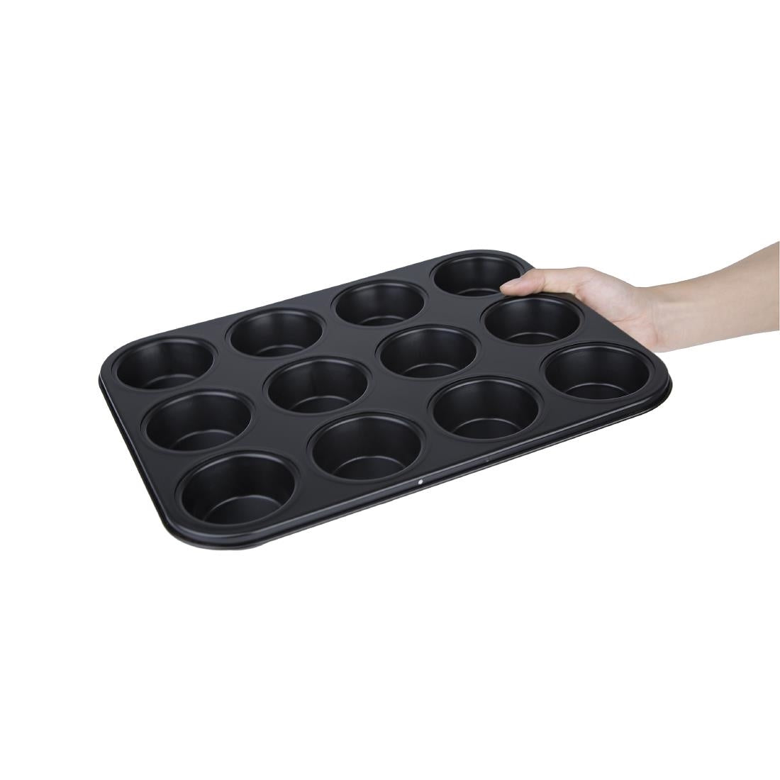 Vogue Carbon Steel Non-Stick Muffin Tray 12 Cup • PAS-GD011