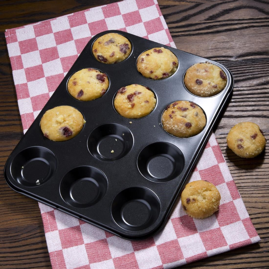 Vogue Carbon Steel Non-Stick Mini Muffin Tray 12 Cup • PAS-GD013