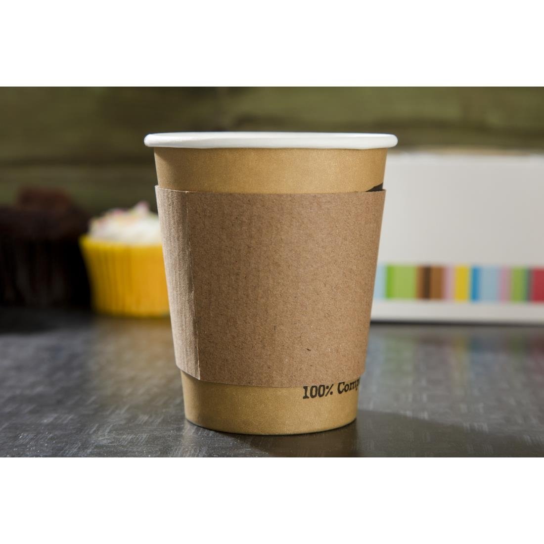 Fiesta Recyclable Corrugated Cup Sleeves for 225ml Cup (Pack of 1000) • PAS-GD328