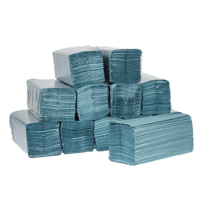 Jantex C Fold Hand Towels Blue 1-Ply (12 Pack) (220 sheets per pack | High quality recycled paper) • PAS-GD832