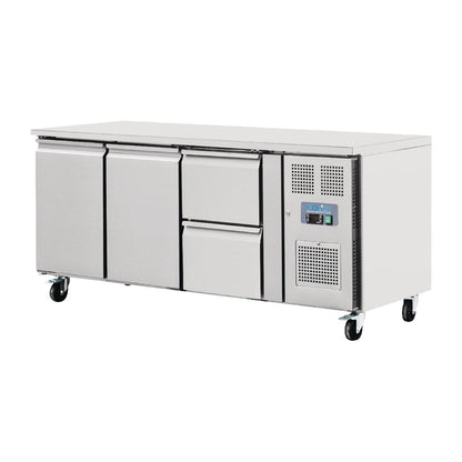 Polar U-Series 2 Door and 2 Drawer Counter Fridge 417Ltr • PAS-GD874-A
