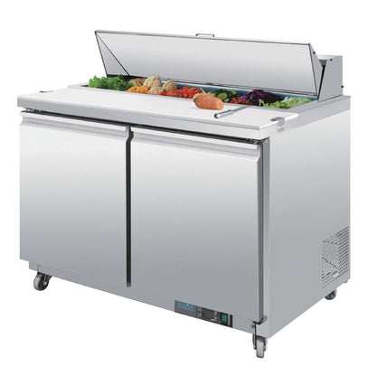 Polar U-Series Double Door Prep Counter Fridge 405Ltr • PAS-GD882-A